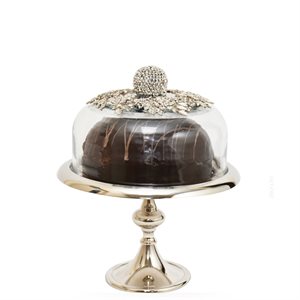 10 1 / 2" Silver Cake Stand w / Jeweled Dome by NY Cake