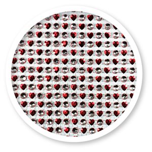 Red Hearts & Silver Dots Rhinestone Cake Bling 10 Yards