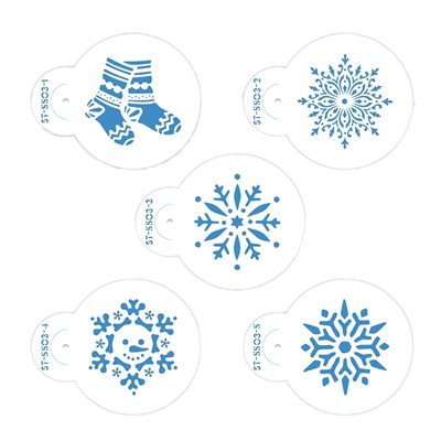 Snowflakes & Stockings Mini Stencil Set for Cakes, Cookies, Cupcakes, & Macarons