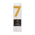 Gold Glitter Number 7 Candle 4"