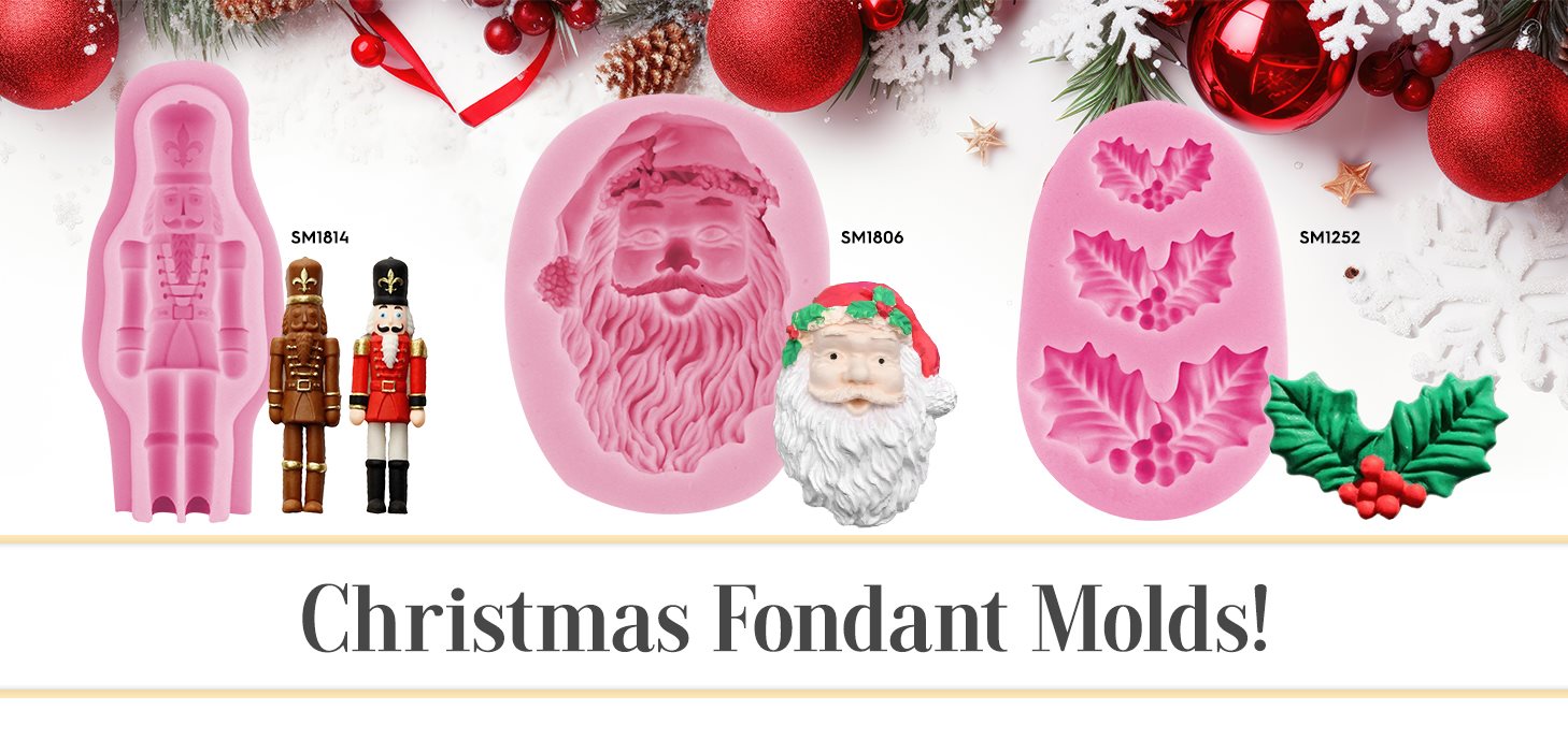 Christmas Silicone Fondant Molds Santa Mistletoe