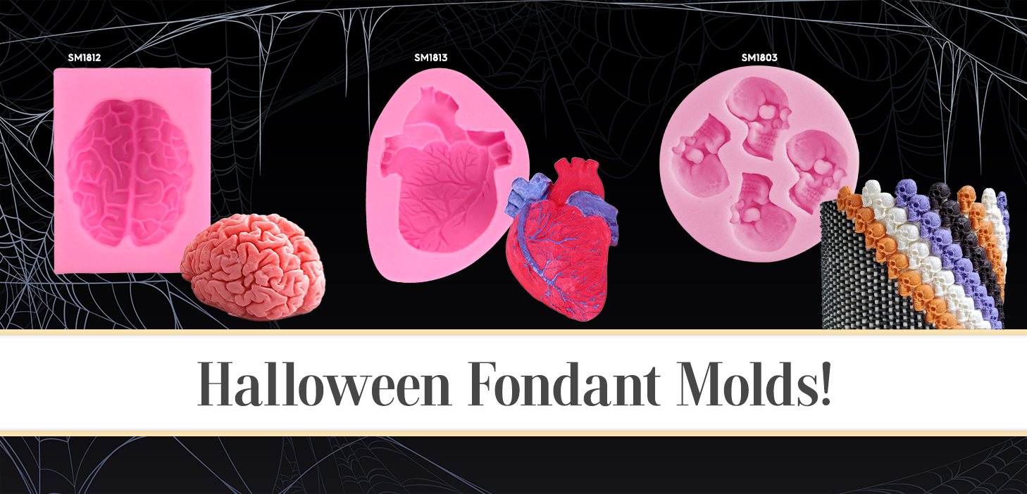 Halloween Silicone Fondant Gumpaste Molds Skulls Organs Spooky